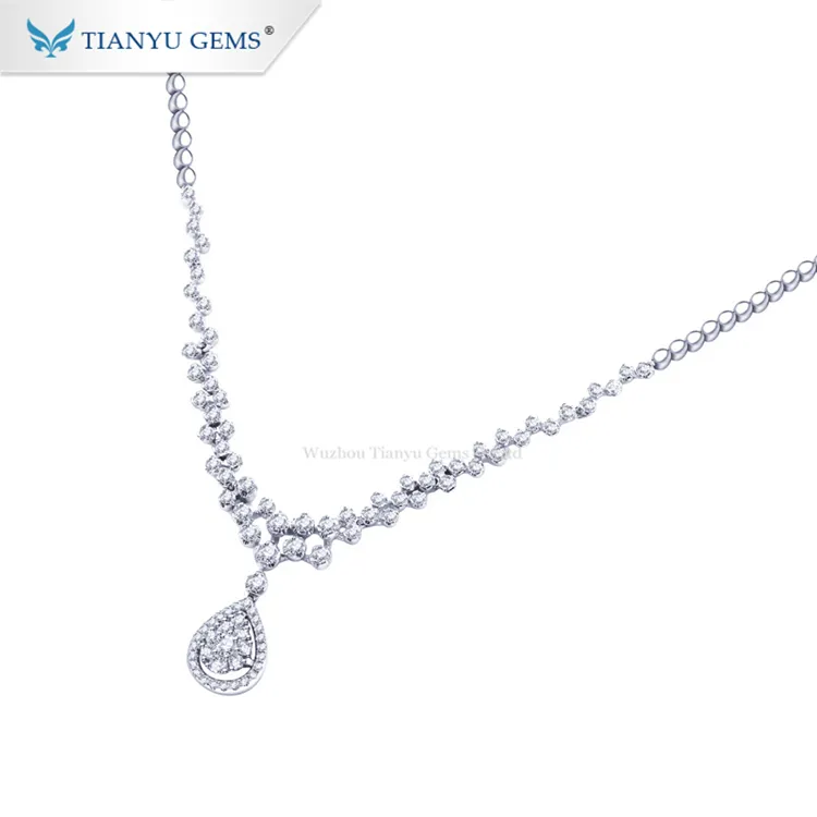 Tianyu gems customized luxury white gold wedding jewelry moissanite setting charm pendant