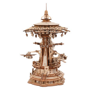 Boîte à musique en bois artisanale Chaotong, modèle 3D à assembler d'une ville fantastique futuriste, cadeau d'anniversaire pour couple, kit d'outils de construction de modèle - Product Image 5