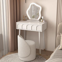 Table de Maquillage LED sur Pied en Bois de Luxe Moderne avec 3 Tiroirs et Lumières Dimmables pour Salon et Chambre à Coucher – Vente en Gros