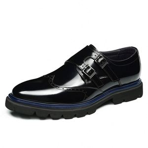 Chaussures en cuir décontractées et habillées de luxe pour hommes, style britannique, semelle extérieure Oxford blanche, design pointu, mode jeune - Product Image 3