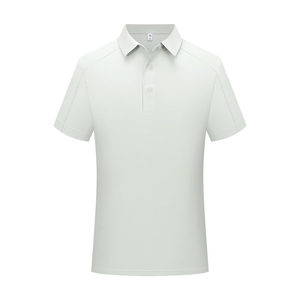 Men's White Polyester Polo Shirt Short Sleeve Solid Color Turn <b>Down</b> Collar Workwear Uniform Custom Logo Printing - Product Image 3