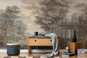 Moderno palazzo retrò paesaggio panoramico carta da parati murale buccia e bastone Design per soggiorno divano decorazione d'interni - Product Image 3