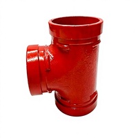 Raccord en T rainuré égal FM pour tuyau d'incendie en fonte ductile homologué, galvanisé peint, NPT, pression 2,5 MPa, flexible, garantie 3 ans