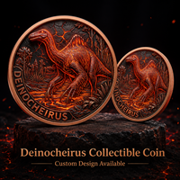 Pièce de monnaie en cuivre pur 999 de 5 oz, série dinosaures en relief coloré, divers styles, édition collector 3D UV