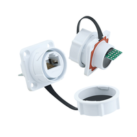Connecteur femelle plat RJ45 étanche IP68 Lshitech avec contacts en cuivre pour PCB/soudure/passe-câble, adaptateur droit de qualité industrielle