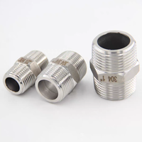 Raccord de tuyauterie hexagonal en acier inoxydable 304/316 à double tête, filetage externe direct, 1/2 pouce, surface lisse basse pression