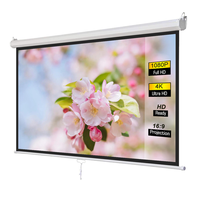 Future 120 Inch 4:3 Pull Down Manual Projector Screens with Auto Lock Movie Home Theater System Ultra HD 3D Projection Screen