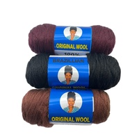 Fil de laine brésilienne en gros à bas prix, 45g, mèches de cheveux brésiliens, fil de cheveux humains bouclés crépus africains en vrac pour tresses et perruques