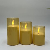 Ensemble de 3 bougies LED sans flamme en cire véritable avec minuterie, bougies piliers à flamme mobile fonctionnant sur piles pour la décoration de la maison, les mariages et Noël