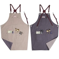 Tablier de travail en cuir robuste bicolore pour les professionnels du secteur de la coiffure, double face, deux couleurs, outil de travail tendance, coton, dos croisé