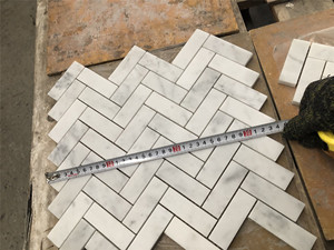Union siècle mosaïque pierre marbre de carrare mixte laiton <span class=keywords><strong>chevron</strong></span> chevrons mosaïque or blanc cuisine dosseret mur mosaïque <span class=keywords><strong>carrelage</strong></span> - Product Image 5