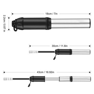 Pompe à vélo Yueli, pompe à air portable avec adaptateur pour valve française, accessoires de cyclisme, noir et argent - Product Image 3