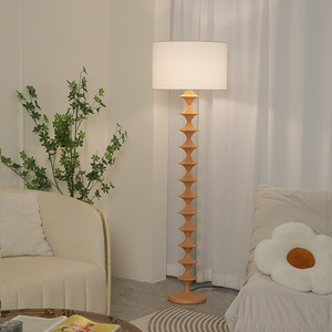 Lámpara de Pie Vintage de Estilo Japonés con Madera Retro, Fuente de Luz LED, Control de Interruptor, Iluminación Ambiental para Sala de Estar, Dormitorio - Product Image 1