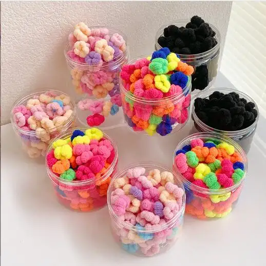 Multicolor Candy Baby Girls Scrunchies bandas de goma lindos lazos para el cabello para niños pequeños 100 Uds lazos elásticos para el cabello para niñas