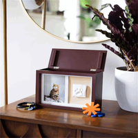 Marco de Fotos de Madera Clásico Hecho a Mano con Kit de Impresión de Arcilla para Huellas de Perros y Gatos, Color Marrón Espresso, en Oferta