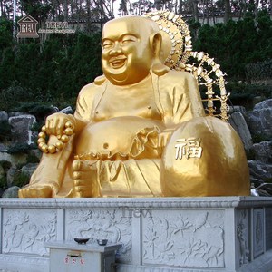 Estatua de Buda Sonriente de Bronce Fundido Grande TREVI |   Escultura de <span class=keywords><strong>Maitreya</strong></span> Sentado sobre un Trono de Loto para Jardín y Templo - Product Image 3