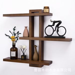 Wooden <b>wall</b>-<b>mounted</b> storage rack, bathroom floating wooden <b>shelf</b>, corner <b>wall</b> storage rack, living room wooden <b>shelf</b>, solid - Product Image 4