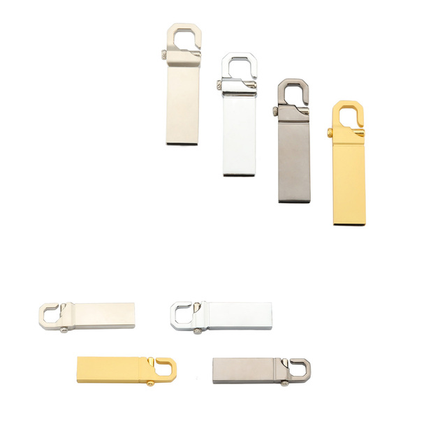Promotional Gift Customized Metal Usb Flash Drive Key Ring Hook Memory Stick Usb 2.0 Pen Drive U Disk 2 4 8 16 32 64Gb