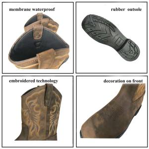 حذاء طويل 10 بوصات بمقدمة مربعة مقاوم للماء مع نعل جودير وتطريز، مناسب لركوب الخيل والمراعي، قابل للتخصيص حسب العلامة التجارية - Product Image 3