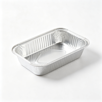 Boîte à lunch rectangulaire en aluminium jetable, résistante au four, pour emporter, emballage alimentaire en aluminium