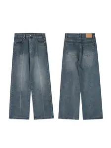Fabricantes de ropa vintage Vibe unisex pantalones de pierna ancha de mezclilla personalizados jeans holgados hombre hombres jeans hombres