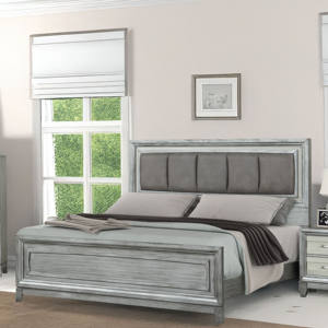 Two-Tone Gray & White Dresser with <b>Mirror</b> - Slat <b>Panel</b> Bedroom Dresser, Modern Transitional Storage Furniture - Product Image 2