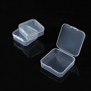 Clear Plastic Storage Box 4X4X1.8Cm Flip <b>Top</b> Lid For Jewelry Rings <b>Earrings</b> Necklaces Organizers PP Material - Product Image 2