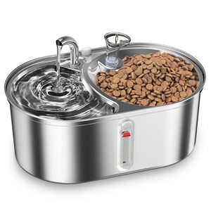 Distributeur automatique d'eau et de nourriture pour animaux de compagnie Petdom 2-en-1 en acier inoxydable - Product Image 1