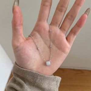 Dylam Classic Design Fine Fashion S925 Silver Link Chain Square 5A Cubic Zircon Pendant Necklace for <b>Gifts</b> Daily Wear Jewel - Product Image 5