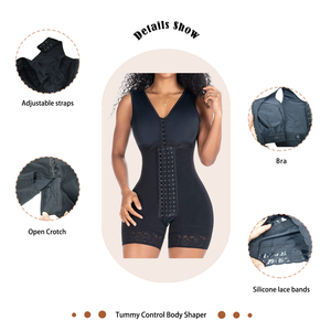 Shapewear <span class=keywords><strong>haute</strong></span> compression Body sculptant <span class=keywords><strong>Silhouette</strong></span> en sablier 3 niveaux de crochets Compression de la <span class=keywords><strong>taille</strong></span> Rehaussement des fesses Fagas Colombie - Product Image 3