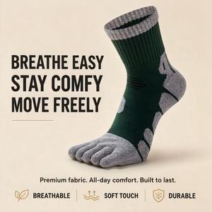 Chaussettes cinq doigts pour hommes, chaussettes épaisses en tissu éponge à orteils séparés, absorbant la transpiration, respirantes, résistantes aux odeurs, chaussettes en tissu éponge pour hommes, automne et hiver - Product Image 3