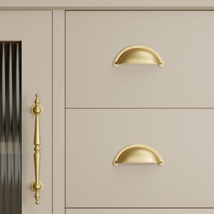 Vintage Solid <strong>Brass</strong> Shell Handles for French American Style Cabinets Wardrobes Pure <strong>Brass</strong> Retro <strong>Drawer</strong> <strong>Pulls</strong> - Product Image 6