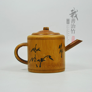 Bamboo Teapot Cylinder Coffee Brown With Lid Handle Kung Fu <b>Tea</b> <b>Set</b> Afternoon <b>Tea</b> Display Collectible JZT 002 - Product Image 1