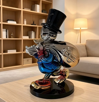 Statue de canard en résine artistique peinte à la main de luxe avec sac à monnaie, décoration moderne pour la maison, le bureau et le hall d'hôtel