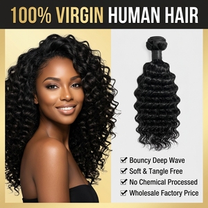 Cabello Humano Ondulado Profundo para Trenzas, <span class=keywords><strong>100</strong></span>% Virgen Remy Brasileño para Trenzas Boho, Micro Trenzas, Salones de Belleza, EE. UU. y Europa, 100g - Product Image 1