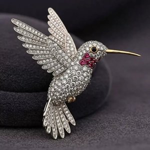 Designer Diamond Brooch 925 Sterling Silver Sparkling Fine Jewelry Decorative Pin <b>for</b> Blazer Scarf Dress <b>Hat</b> and Formal Wear - Product Image 2
