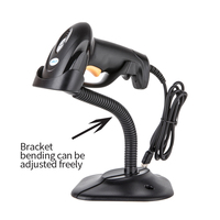 Escáner de Código de Barras con Cable de Alta Gama 1D CCD con Soporte, Interfaz USB, Escaneo Continuo, Lector de Código de Barras con Escaneo Automático para Logística