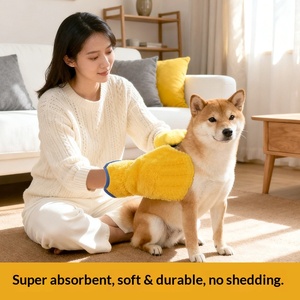 Waterabsorberende handdoek voor huisdieren Hondenbadhanddoek Handschoenen Supersterke absorptie Kat Extra groot Zacht Sneldrogend Vijfvingerige duim - Product Image 2