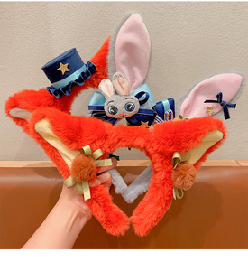 Fasce per capelli per bambini: Graziose fasce con fiocco a forma di coniglio dello zoo Judy Nick Wilde, accessorio per capelli in peluche per ragazze, giocattolo in peluche a forma di cartone animato - Product Image 5