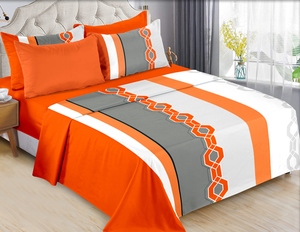 طقم أغطية سرير قطنية من 6 قطع لسرير كينج، طقم أغطية سرير مطبوع بنقوش زهرية لفصل الصيف - Product Image 1