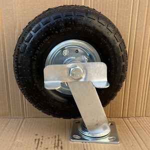 <span class=keywords><strong>Roue</strong></span> pivotante pneumatique fixe de 6/8/10 pouces en acier et mousse de polyuréthane, capacité 300 lb, avec frein latéral pour brouettes - Product Image 2