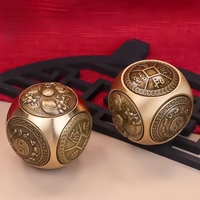 Dés en laiton, fidget spinner, porte-bonheur, richesse, figurines chinoises de feng shui, six faces, rotatif, décoration de bureau, décompression