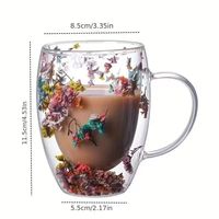 Mug à café classique en verre borosilicate à double paroi résistant à la chaleur 300 ml avec poignée pour adultes - Vaisselle à espresso pour fleurs séchées