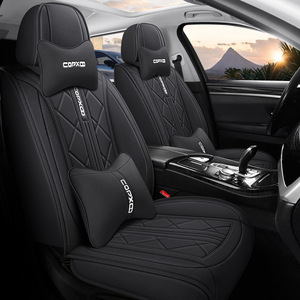 Fundas Universales de Asientos de Coche de Cuero PU, Juego Completo de <span class=keywords><strong>9</strong></span> Piezas, Impermeables, para Todas las Estaciones, Protector de Asientos de Auto con Logotipo Personalizado, Color y Empaque - Product Image 5