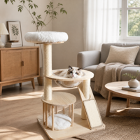 Structure d'escalade pour chat en bois massif, étagère multi-niveaux, lit à gratter en sisal écologique, plateforme de saut, style simple, mobilier d'intérieur