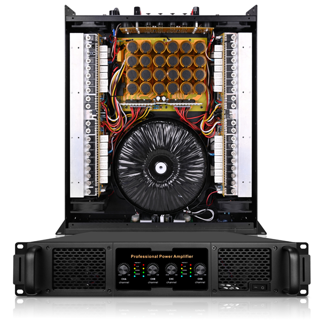 Hot Sell 2U 4*1000W Profession Power Amplifier Good Quality 4 Channels Class H Stage Performance Audio System Sound Amplifier