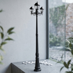 Poste <span class=keywords><strong>de</strong></span> l'éclairage vintage à trois têtes, pilier lumineux en plastique, luminaire d'extérieur, idéal pour un <span class=keywords><strong>parc</strong></span>, une hauteur <span class=keywords><strong>de</strong></span> 2M, PH4103 - Product Image 1