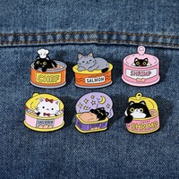 Broche chat en alliage doré coloré, motif nourriture pour chaton (saumon, crevettes), unisexe, pour vêtements, sacs, chapeaux, revers, badges et épingles en émail