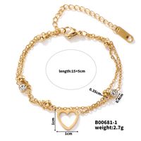 Bracelet chaîne en laiton plaqué or 18 carats avec zircon, motif cœur ouvert, serti clos, pour cadeaux d'anniversaire unisexe, style classique, fabrication de moules