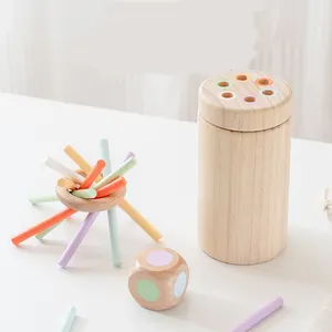 Montessori Toys balance stick game wooden tube with colorful stick Color matching game educational toys for kids
